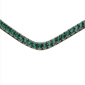 Banda de cuero negro para cejas de caballo, con 1 fila accesorio personalizado, verde esmeralda, mega diamante ostentoso y botón a presión para cierre de bucle - Product Image 3