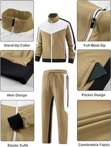 Conjuntos de chándal informales de 2 piezas para hombre, chaqueta de manga larga con cremallera completa y pantalones de chándal, trajes de chándal - Product Image 4