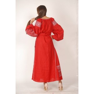 Dernière robe brodée ukrainienne jolie exclusive dame manches longues tenue officielle robe ukrainienne été robes décontractées naturel - Product Image 6