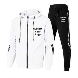 Survêtements avec logo personnalisé pour hommes Sweat à capuche et pantalon de survêtement à fermeture éclair Ensembles 2 pièces Survêtements décontractés pour hommes - Product Image 5