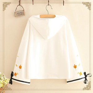 2025 nouveau sweat feuilles d'érable Style manchette dessin animé blanc à capuche impression à capuche vêtements pour femmes haut chaud - Product Image 4