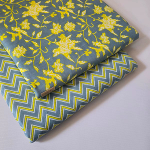 ชุดผ้าฝ้ายพิมพ์ลายไจปุรีแบบไม่เย็บขอบบนและล่าง |   ผ้าฝ้าย 60*60 |   1 ชุด: ด้านบน 5 เมตร, ด้านล่าง 5 เมตร - Product Image 1