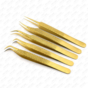 Venta caliente pinzas de pestañas rectas Pinzas de aislamiento de punta de fibra curvada volumen curvo pinzas clásicas extremo enganchado acero japonés - Product Image 1