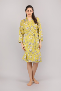 Ropa de dormir de lujo Rob de algodón para mujer, venta al por mayor, hasta la rodilla, manga completa, transpirable, sexy, vestidos de noche y trajes de noche - Product Image 3