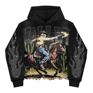 Sudadera con capucha para hombre con diamantes de imitación personalizada 100% algodón cremallera completa impresión DTG Sudadera con capucha para hombre elegante de alta calidad 2025 - Product Image 1