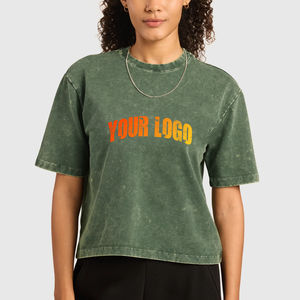 Camisetas de manga corta con lavado ácido para mujer, disponibles en todos los tamaños, camisetas de verano holgadas de Color sólido para mujer - Product Image 6