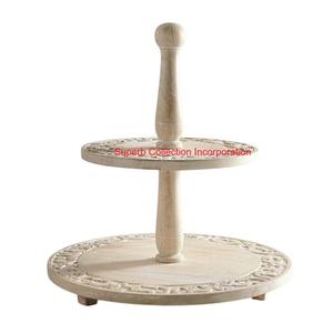 Vente chaude Design élégant blanchi à la main en bois 2 niveaux plateau de service pour la décoration intérieure de mariage et d'affichage de fête - Product Image 6