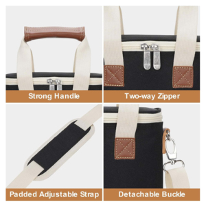 Bolsa Enfriadora de Vino Aislada de Poliéster a Rayas, Fabricada en Fábrica, para 2 Botellas, Ideal para Picnic, Viajes al Aire Libre y Fiestas - Product Image 2