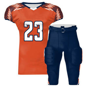 Conjunto de uniformes de fútbol americano de diseño personalizado, camisetas de sarga de manga corta transpirables para hombres y mujeres, aparejos de verano sublimados - Product Image 4