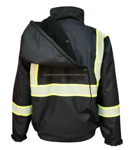 Chaqueta de trabajo de seguridad con aislamiento de alta visibilidad, bombardero de talla grande, Abrigo con capucha impermeable reflectante, forro polar térmico fluorescente para - Product Image 6