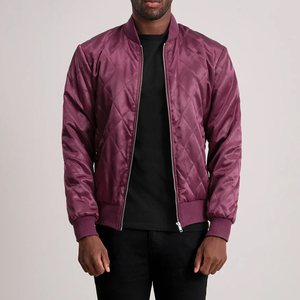 Danson Vintage Satin Varsity Jacket acolchado granate bordado cremallera Stand Collar bolsillos para invierno OEM servicio disponible - Product Image 3