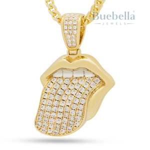 Collar con colgante de lengua de deseo, Diamante helado, cadena de Hip Hop chapada en oro, joyería ostentosa para hombres y mujeres - Product Image 1