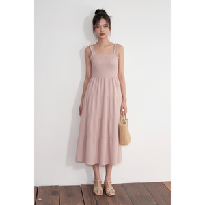 เดรสผู้หญิงหรูหรา ทรงเอไลน์ ผ้าสม็อคประดับลูกปัด ความยาวระดับเข่า ผ้าสเตรช สำหรับฤดูร้อน ขายส่งจากโรงงานโดยตรง - Product Image 1