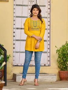 Heavy Rayon Club Fancy Western Short Kurti with Embroidery Patterns Collection - Product Image 5