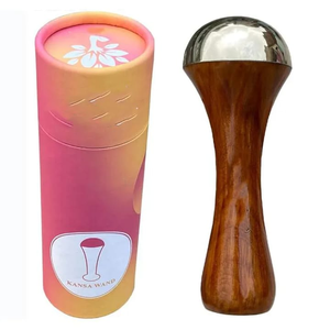 Masseur facial et corporel en bois Kansa avec embout en laiton, écologique, fait main, haute qualité, double face, vente en gros - Product Image 1