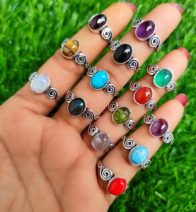 แหวนทองเหลืองกันน้ำสำหรับวันครบรอบแหวนอัญมณีธรรมชาติผสมเงินสเตอลิงสูง - Product Image 2