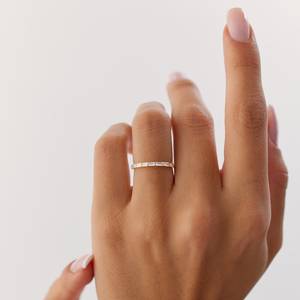 14K 18K สีเหลืองทองแท้100% เพชรธรรมชาติเครื่องประดับดี Baguette ครึ่งนิรันดร์แหวนสำหรับผู้หญิง - Product Image 6