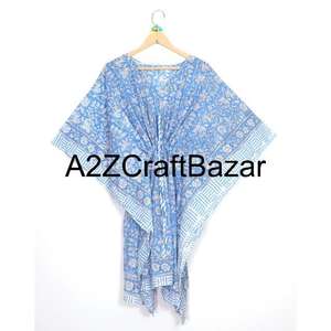 Vestido Casual Ligero y Lavable, 100% Algodón Puro, Cuello en V, Estilo Túnica Midi, con Borlas, Estampado Floral Bohemio, Manga Corta - Product Image 2