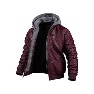 Men Leather <b>Jacket</b> Street Wear Men Leather <b>Jacket</b> Winter <b>Jacket</b> Solid Color - Product Image 3