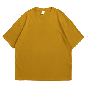 เสื้อยืดคอกลมแขนสั้นทรงโอเวอร์ไซส์สำหรับผู้ชาย สีพื้น ผ้าฝ้าย ทรงหลวม สไตล์ลำลอง ผ้าเจอร์ซีย์ถัก ย้อมสีเรียบ - Product Image 1