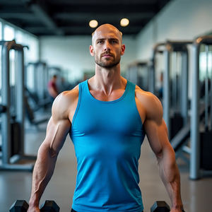 Camiseta sin mangas de levantamiento de pesas para hombre, camiseta de secado rápido, transpirable, ecológica, de poliéster/algodón, informal, para Fitness - Product Image 2