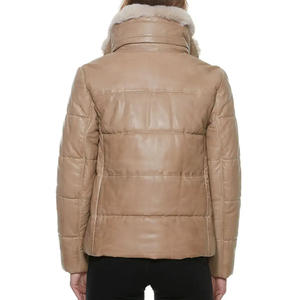 2024 Winter Solid <b>Women</b> <b>Crop</b> <b>Puffer</b> Down Bomber Leather <b>Jacket</b> New Breathable Fabric <b>Jacket</b> Trending Fashion - Product Image 3
