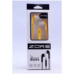 Écouteurs intra-auriculaires stéréo filaires Netzy Zore SY-7703 jaunes, étanches, pour le sport, avec indicateur de batterie LED et microphone - Product Image 1