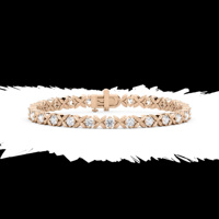 Bracelet tennis en or jaune massif 14 carats, motif vigne, avec diamants de laboratoire ronds de 4,6 carats, pureté VVS/VS, certifiés IGI, 7 pouces, unisexe