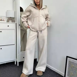 Conjunto Deportivo Personalizado para Mujer, de Peso Pesado, con Cremallera, Diseño Moderno, Holgado, de Dos Piezas, Sudadera con Capucha y Pantalones Deportivos - Product Image 5