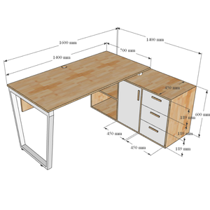 Contemporary Executive <b>Solid</b> <b>Wood</b> L-Shaped Luxury <b>Desk</b> 160x140cm Assembly Required-HBTC023 - Product Image 5