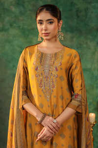 Kurta moutarde traditionnelle imprimée indienne avec ensemble de pantalons pour femmes Ethnic Rayon Designer Bollywood Kurta Set Casual Wear - Product Image 3