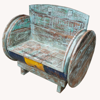 Canapé unique en forme de fût à huile, fournisseur de meubles primitifs en Inde, reproduction antique et meubles de salon en bois recyclé