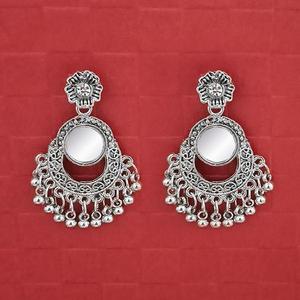 Jeweljunk <b>Fine</b> <b>Cuff</b> <b>Earrings</b> Silver Plated Austrian Stone Dangler Mirrors 1314726 Model - Product Image 1