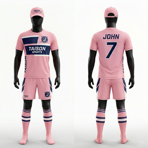 ชุดยูนิฟอร์มฮอกกี้สนามสำหรับผู้ชาย ผ้าโพลีเอสเตอร์พรีเมียม 180 GSM ระบายอากาศได้ดี สีชมพูกรมท่า ดีไซน์แผงสี พร้อมโลโก้แบบซับลิเมชั่นสั่งทำพิเศษ - Product Image 1