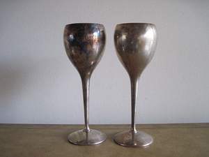 Copas de Vino de Metal Brillante Modernas, Diseño Simple de Forma Redonda, Plateadas, para Bodas y Fiestas - Product Image 5