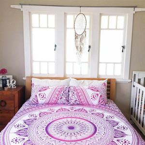 Venta al por mayor tamaño Queen hecho a mano sábanas planas 100% algodón puro 300tc costura Floral Mandala tapiz estilo indio 3 piezas conjunto - Product Image 2