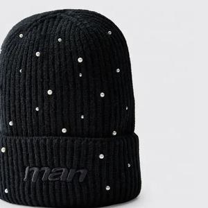 Bonnet d'hiver personnalisé avec logo, respirant et chaud, en tricot, avec perles décoratives, broderie personnalisée, fournisseur en gros - Product Image 5