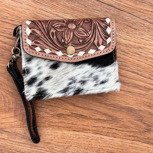 กระเป๋าสตางค์ใบเล็กสำหรับผู้หญิงกระเป๋าใส่เหรียญทำจากหนังวัวแบบตะวันตกใช้หลายรูปแบบ - Product Image 2