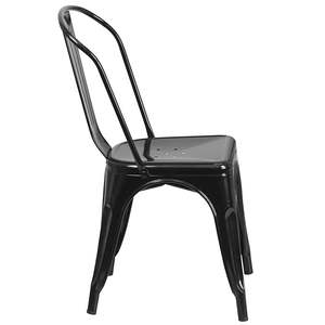 Silla de comedor contemporánea de metal negro para muebles elegantes para el hogar - Product Image 4