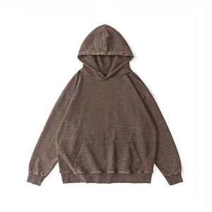 OEM Custom Logo Pullover Hoodie 100% Cotton Stone <b>Wash</b> Vintage Style <b>Acid</b> <b>Wash</b> Overdyed Oversized Drawstrings for Men Winter - Product Image 5