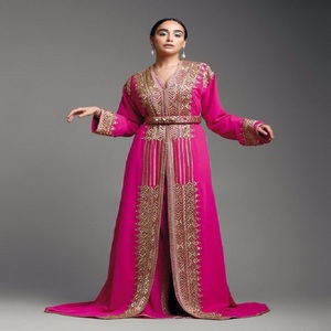 L'INTÉGRALE Red Embroidered <b>Kaftan</b> Dress <b>Plus</b> <b>Size</b> Floor-Length V-Neck Long Sleeve Floral Print Evening Formal Wear - Product Image 2