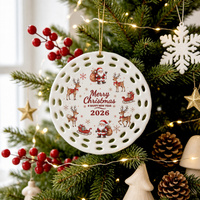 Ornement de Noël en céramique personnalisé imprimé sur mesure, décoration suspendue pour souvenir de vacances, cadeau familial