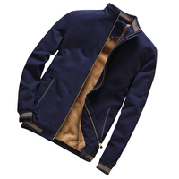 Blouson aviateur en coton coupe étroite avec col montant Vêtements d'extérieur d'hiver avec logo sur le devant pour hommes