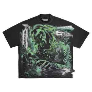 เสื้อยืดโอเวอร์ไซส์ของผู้ชายเสื้อยืดผ้าฝ้ายจาง270gsm ไม่มีแบรนด์สะพายไหล่โลโก้ตามสั่ง - Product Image 4