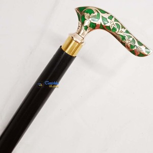 Mango de diseño de hoja pulida de latón, bastón de madera plegable negro, actividades de senderismo, artículo de regalo para abuelo y abuela - Product Image 6