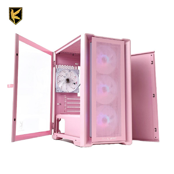KINGSMAN GAMING MicroATX Mid Tower PC Case 4 ARGB Fans Tempered Glass Side Panel 300mm GPU Support USB Ports with Fan