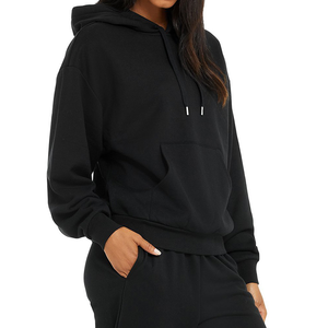 Sweat à capuche d'hiver personnalisé haut de gamme pour femme, design décontracté coupé-cousu avec logo frontal, prix d'usine, doublé - Product Image 3