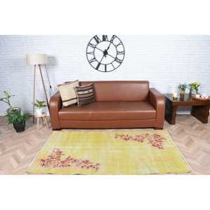 3.5x6.4 ft Rug, Accent Vintage Rug, <b>Yellow</b> Patchwork Rug - Product Image 2