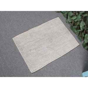 Tapis turc vintage 1,4 x 2,1 pieds, petit tapis, tapis gris uni - Product Image 2