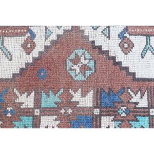 Vintage Rug, 4.4x6.3 ft Area Rug, <b>Brown</b> Blue <b>Wool</b> Rug - Product Image 5